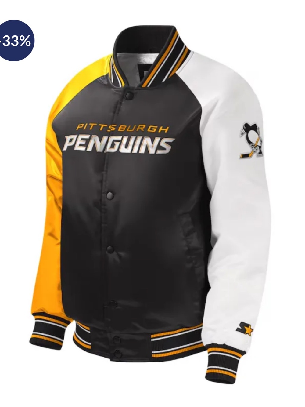 Youth Starter Pittsburgh Penguins Raglan Varsity Jacket medium